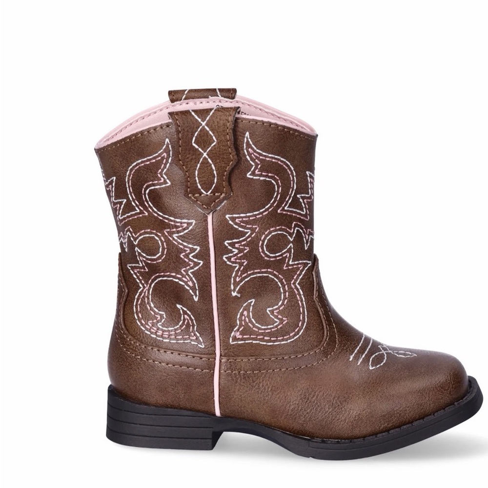 ❤️Kids Brown and Pink Cowboy Boots New Size 7 Wonder Nation